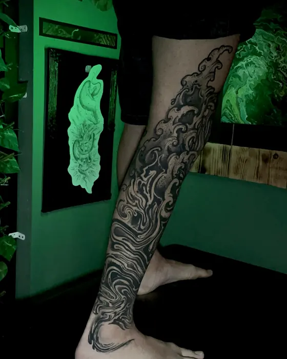 Tatuagem de Erick Ratox: Tribal, Perna