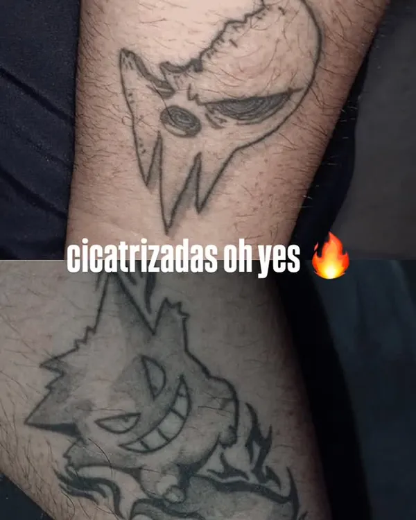 Gengar e máscara cicatrizados