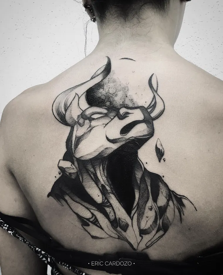 Hannya nas costas, tatuagem neo-oriental por Eric Cardozo