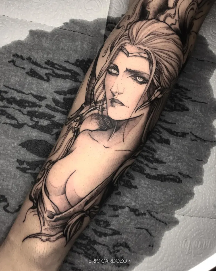 Figura reclinada, tatuagem sketch por Eric Cardozo