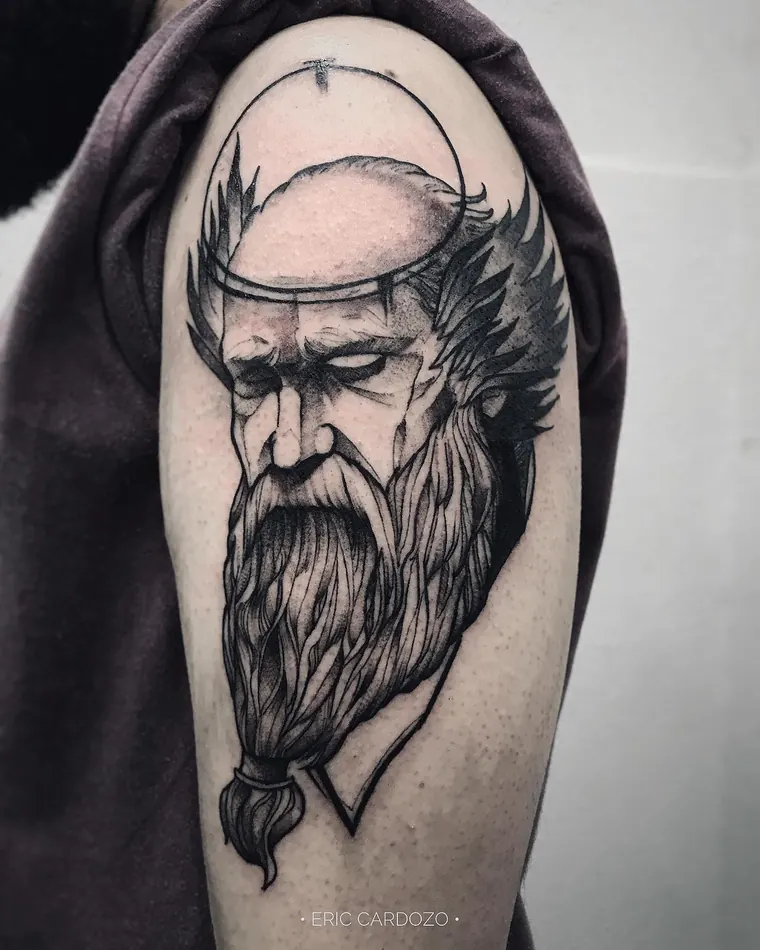 Retrato em linha solta, tatuagem sketch por Eric Cardozo