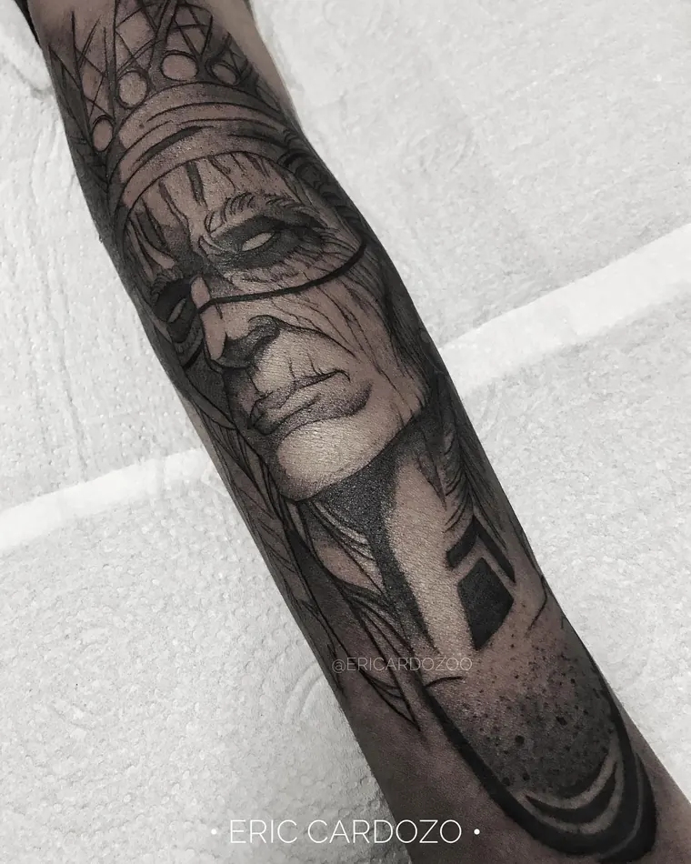 Máscara faraônica, tatuagem sketch por Eric Cardozo