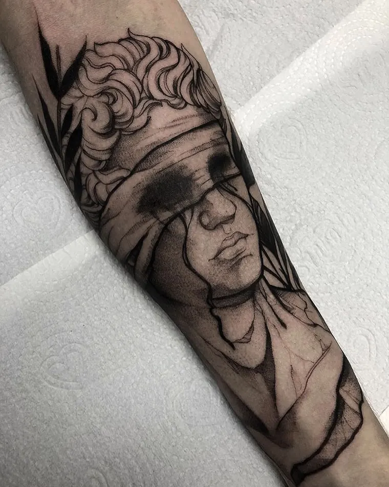 Véu sobre os olhos, tatuagem sketch por Eric Cardozo