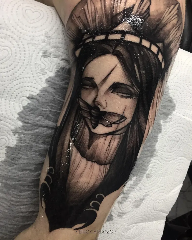 Rainha de espinhos, tatuagem sketch por Eric Cardozo